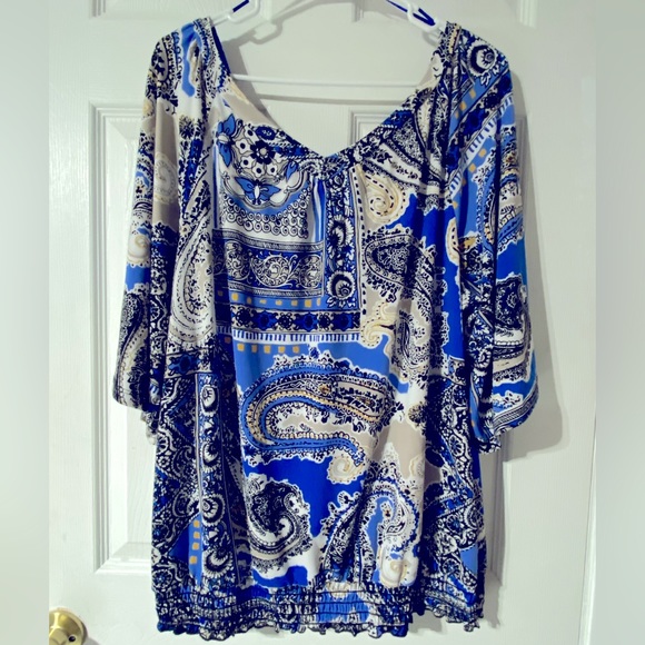 Style & Co Women’s Blouse V neck 3/4 sleeves Bright Flowy BlouseSize XL NWOT - Picture 5 of 5